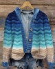 Beach Sea Waves Inspired Knit Hooded Cardigan Beach Sea Waves Inspired Knit Hooded Cardigan