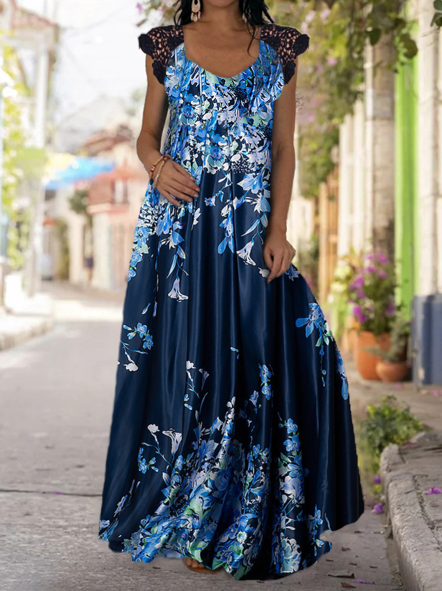 Floral full skirt dress HF1302-01-02 Floral full skirt dress HF1302-01-02