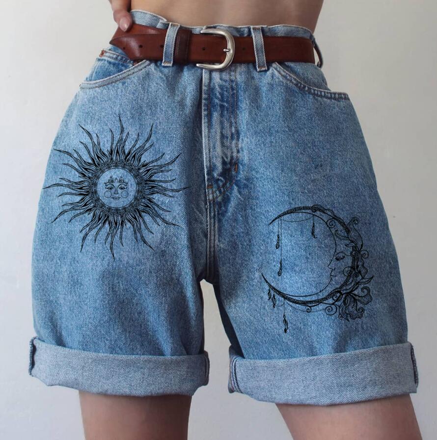 Casual and relaxed printed denim pants HF1605-04-01 Casual and relaxed printed denim pants HF1605-04-01