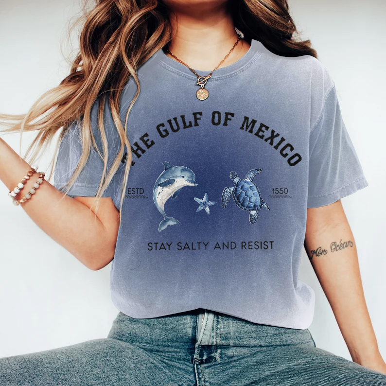 Gulf Of Mexico In Gradient Vintage Women's Washed T-shirt Gulf Of Mexico In Gradient Vintage Women's Washed T-shirt
