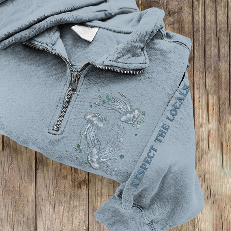 Respect The Locals Women's Jellyfish Patch Zip-up Sweatshirt Respect The Locals Women's Jellyfish Patch Zip-up Sweatshirt