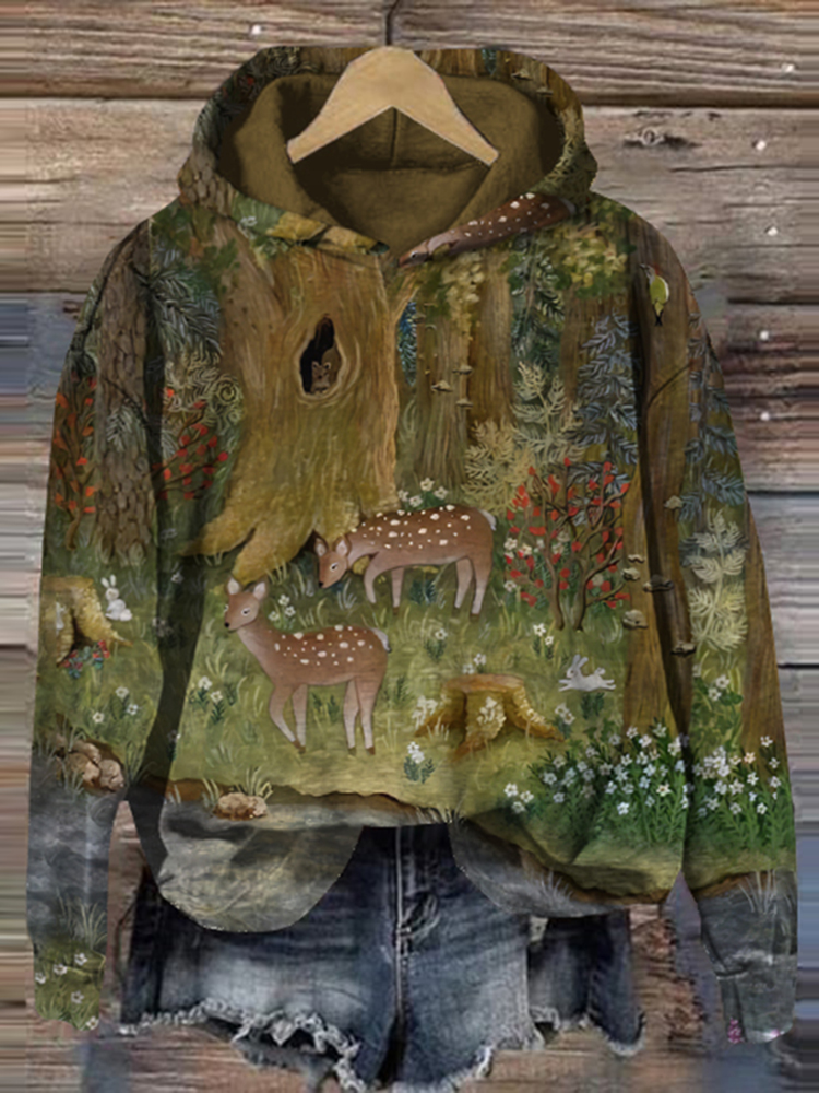 Vintage Animals Printed Casual Sweatshirt
