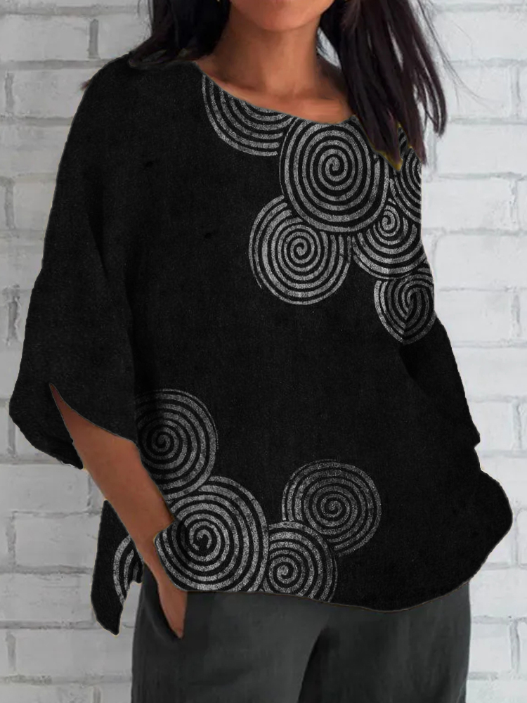 Sea Waves Ripples Japanese Lino Art Linen Blend Tunic Sea Waves Ripples Japanese Lino Art Linen Blend Tunic