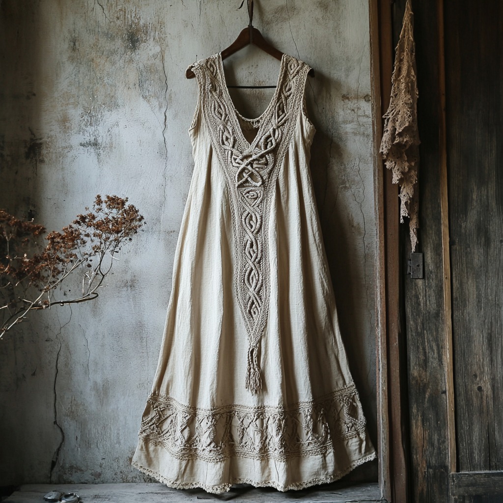 Tribal Viking Celtic Knot Lace Art Linen Tank Dress Tribal Viking Celtic Knot Lace Art Linen Tank Dress