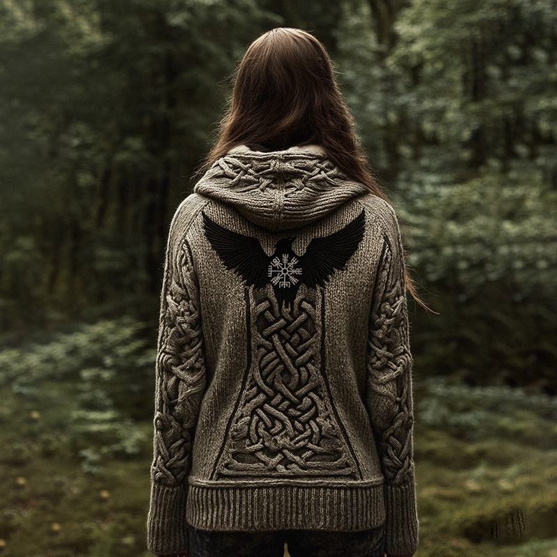 Women's Viking Tribal Birds Celtic Knotwork Hooded Sweater Women's Viking Tribal Birds Celtic Knotwork Hooded Sweater