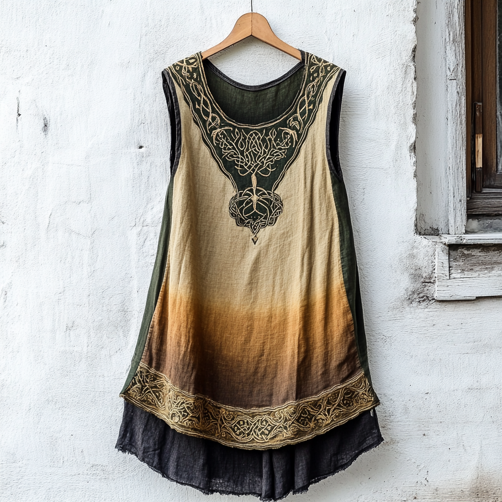 Women's Viking Tree Of Life Celtic Knot Gradient Art Linen Sleeveless Top Women's Viking Tree Of Life Celtic Knot Gradient Art Linen Sleeveless Top