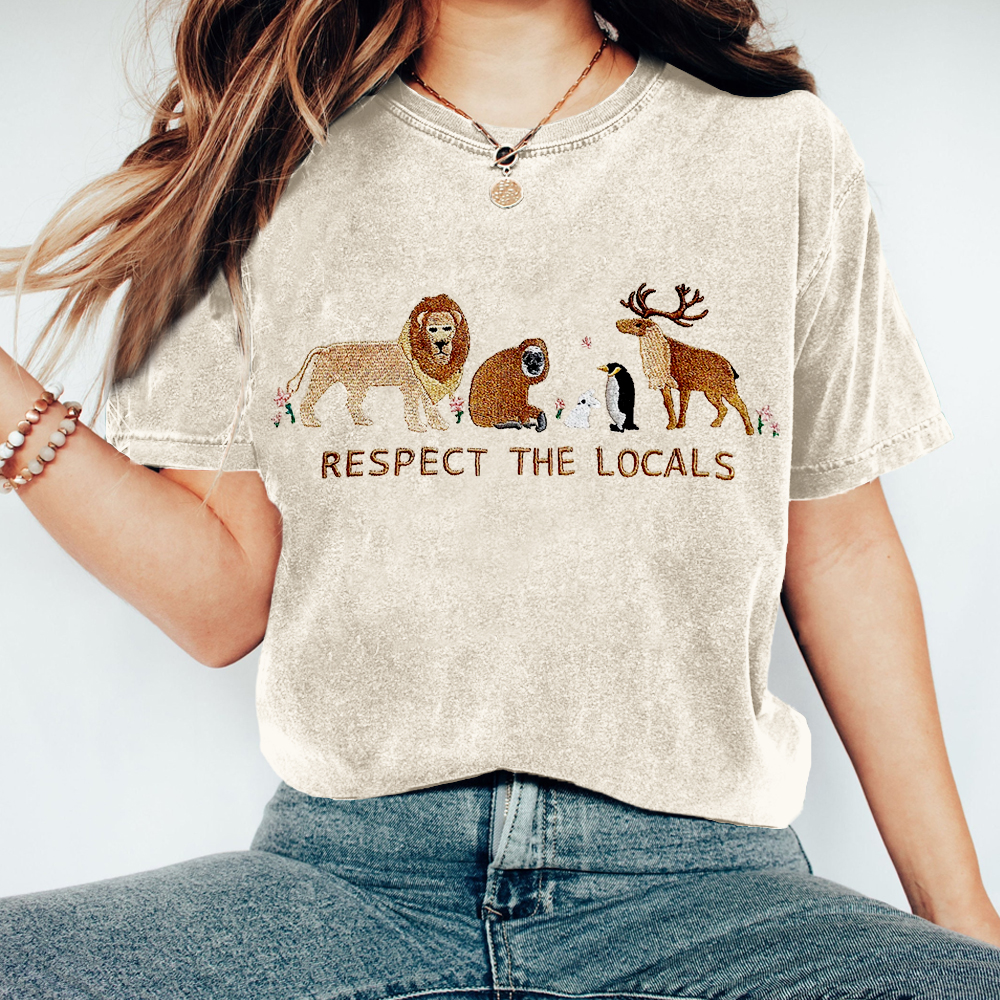 Respect The Locals Embroidered Vintage Cozy T Shirt Respect The Locals Embroidered Vintage Cozy T Shirt