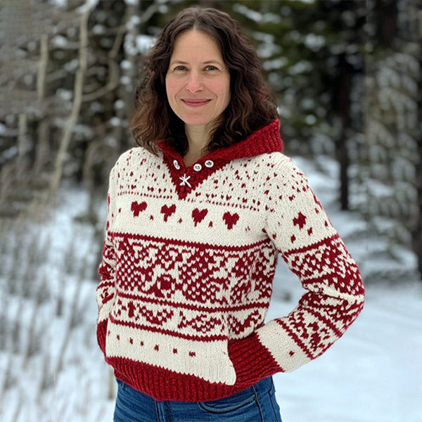 Women's Vintage Viking Valentine's Day Love Jacquard Hooded Sweater Women's Vintage Viking Valentine's Day Love Jacquard Hooded Sweater