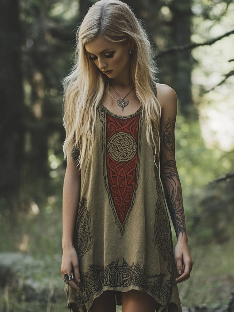 Celtic Vintage Totem Women's Linen Tank Dress