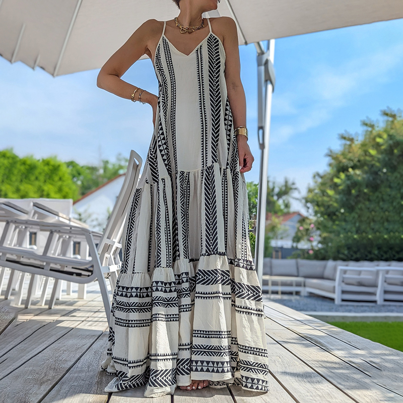 Vintage Geometric Color Block Bohemian Patchwork Sleeveless Colorful Dress Vintage Geometric Color Block Bohemian Patchwork Sleeveless Colorful Dress