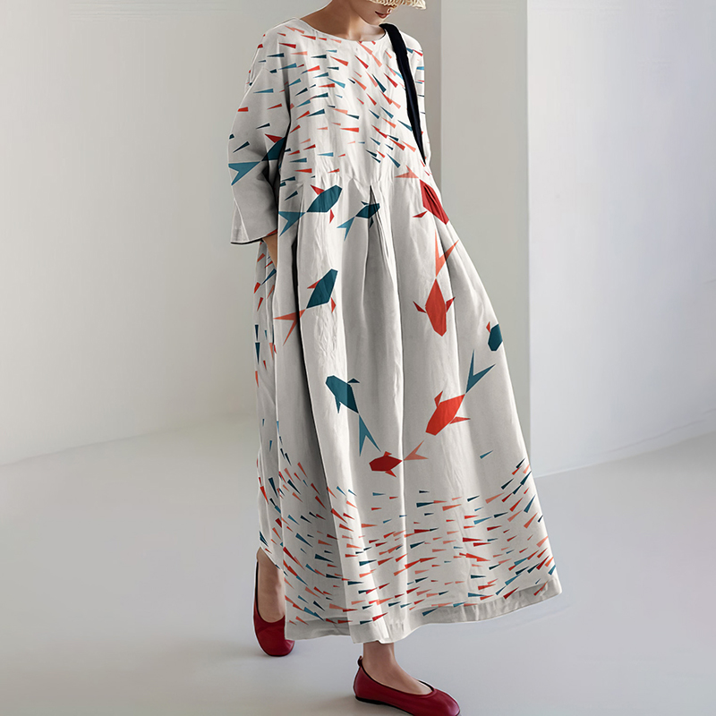 Fish Printed Loose Midi Dress Fish Printed Loose Midi Dress