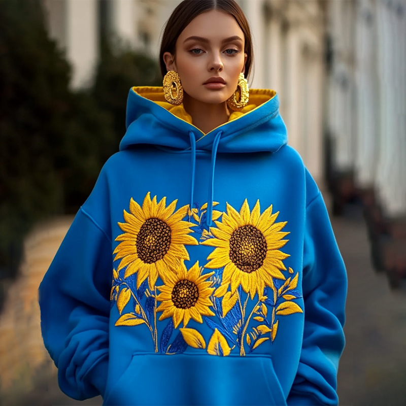Vintage Ukraine Sunflower Casual Hoodie Vintage Ukraine Sunflower Casual Hoodie