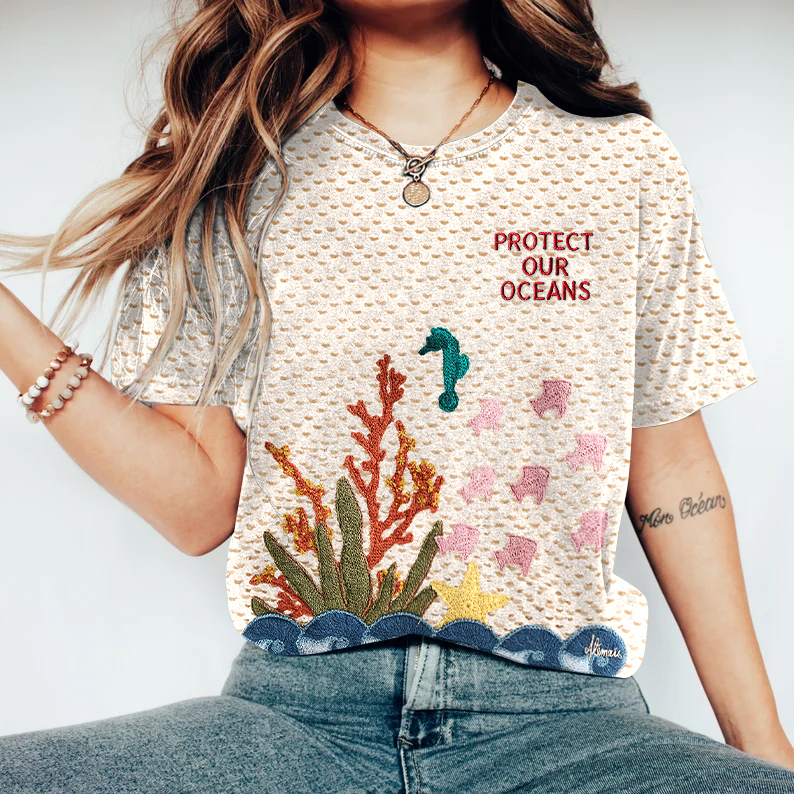 Respect The Locals Underwater World Embroidered Ladies T-shirt Respect The Locals Underwater World Embroidered Ladies T-shirt