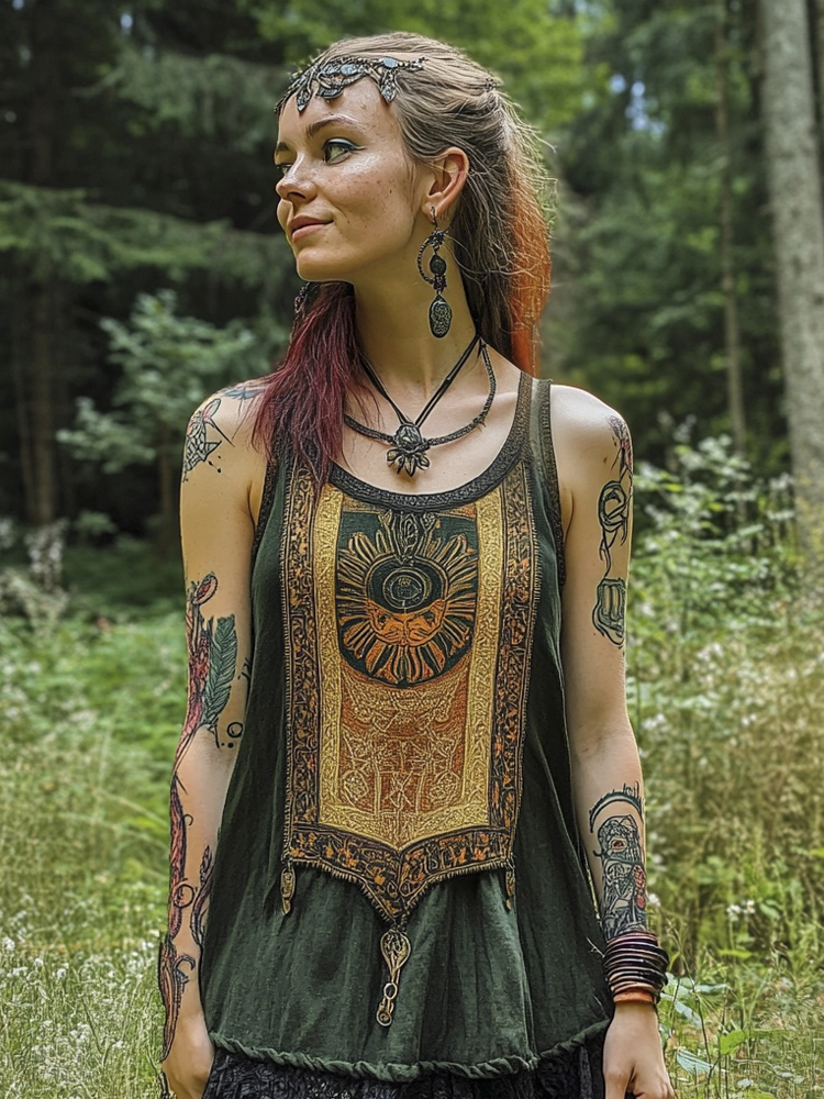 Celtic Tribal Totem Women's Linen Tank
