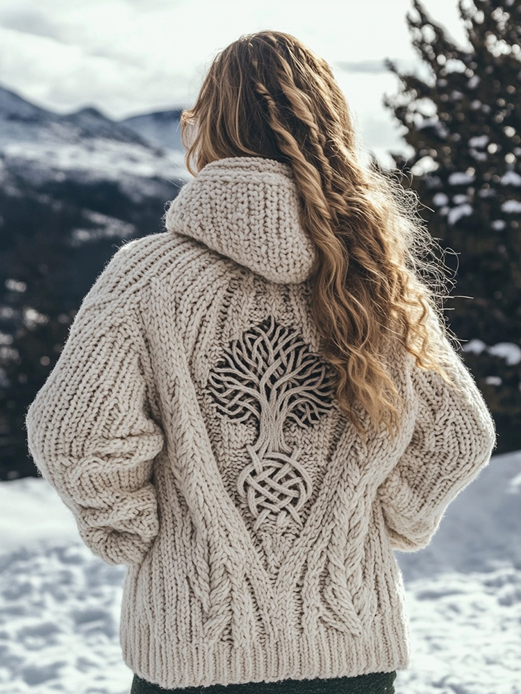 Women's Viking Tribal Tree Of Life Celtic Knot Hooded Sweater