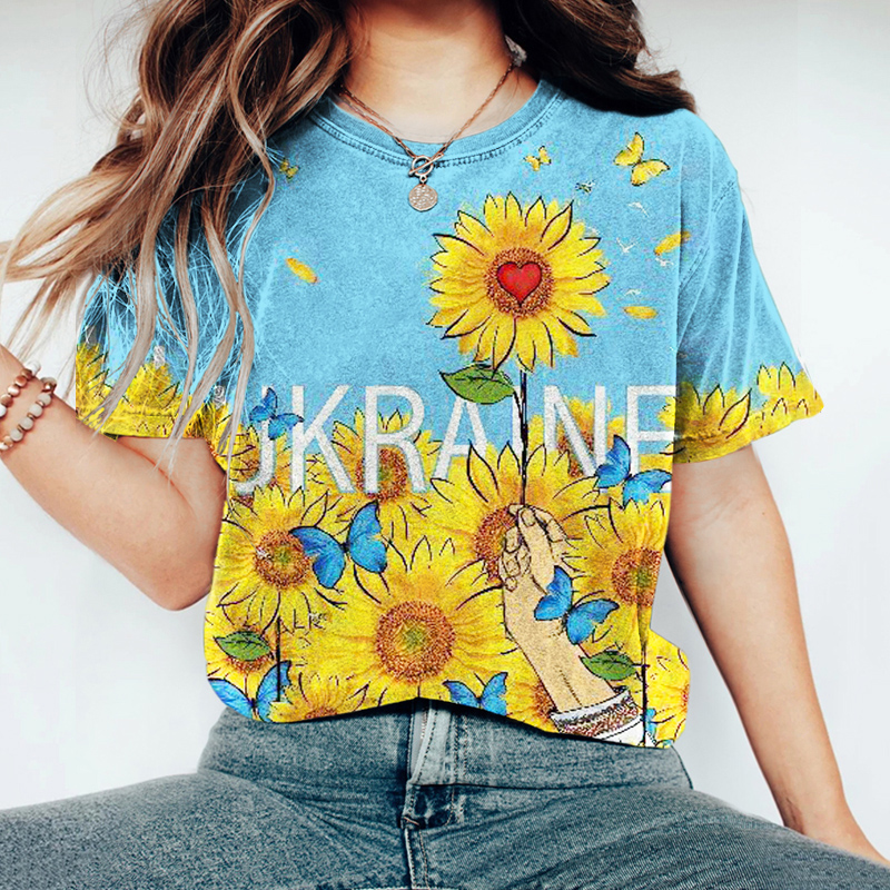 Ukrainian Sunflower Print Women's T-shirt Ukrainian Sunflower Print Women's T-shirt