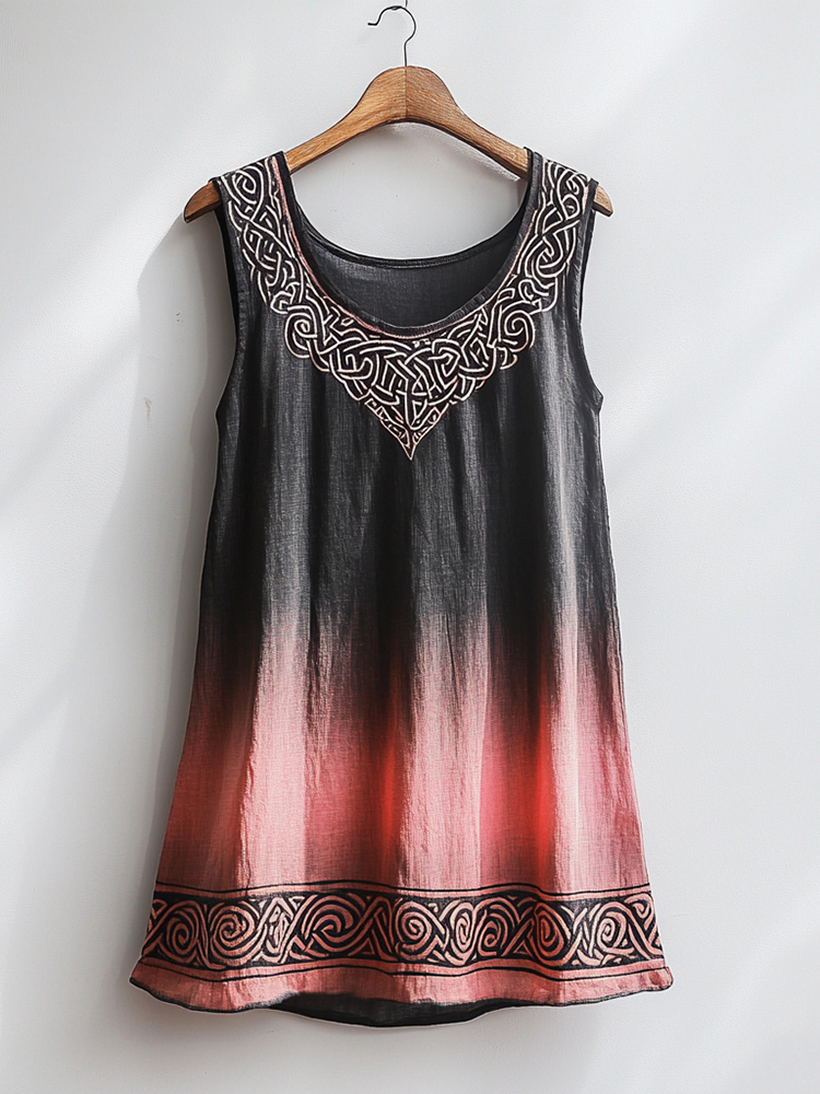 Women's Viking Celtic Knot Pattern Art Linen Sleeveless Top