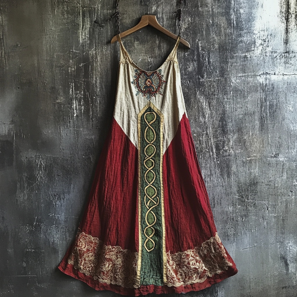 Vintage Celtic Totem Linen Halter Dress Vintage Celtic Totem Linen Halter Dress