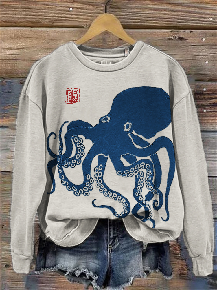Octopus Lino Art Vintage Sweatshirt Octopus Lino Art Vintage Sweatshirt