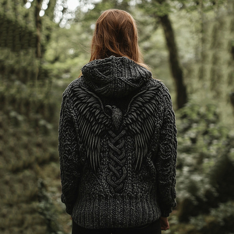 Women's Viking Tribal Bird Celtic Knotwork Hooded Sweater