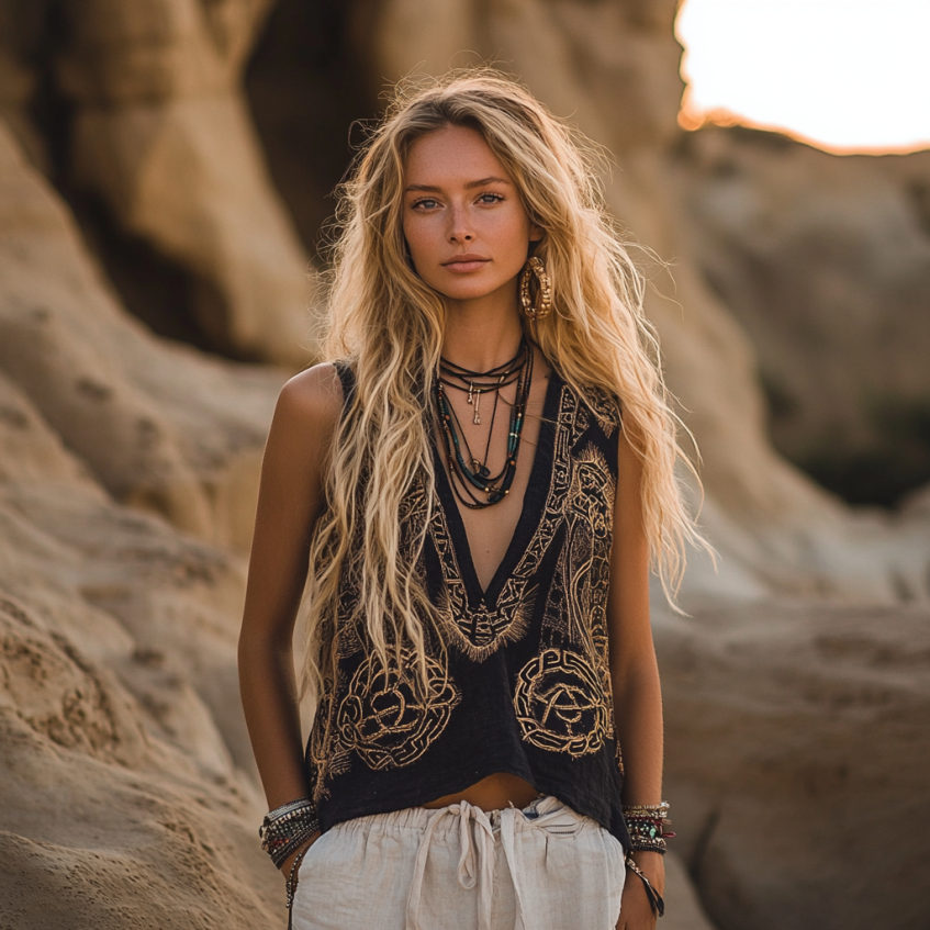 Women's Viking Tribal And Celtic Knot Pattern Art Linen Sleeveless Top Women's Viking Tribal And Celtic Knot Pattern Art Linen Sleeveless Top
