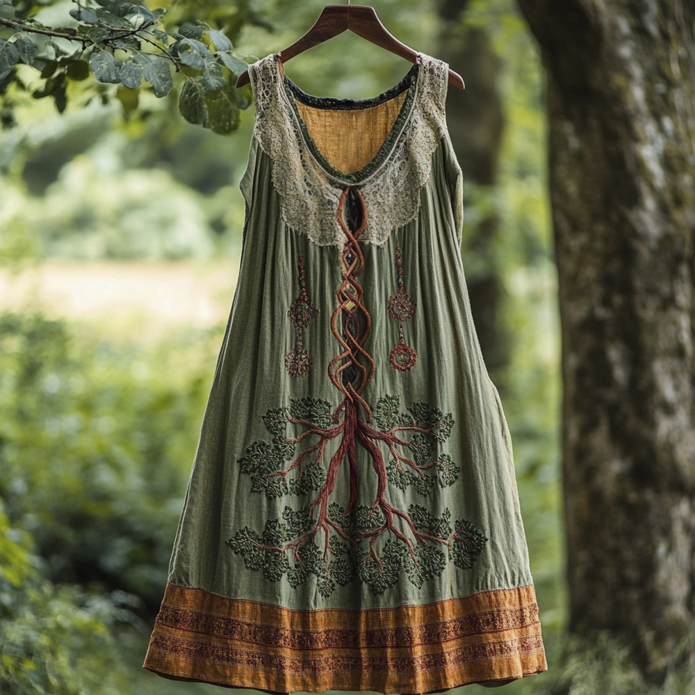 Tree Of Life Vintage Linen Vest Dress Tree Of Life Vintage Linen Vest Dress