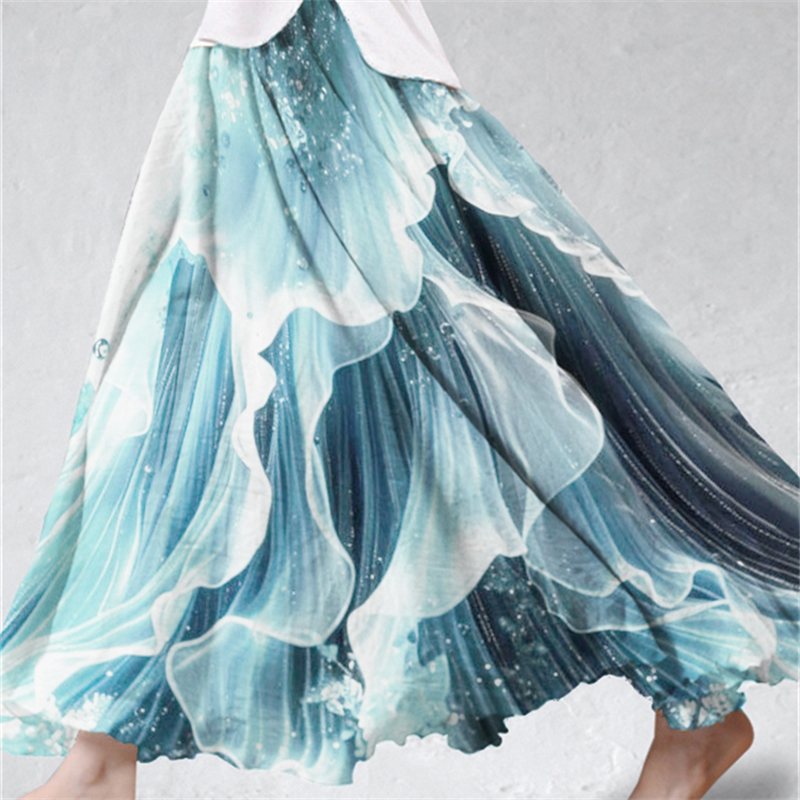 Sea Waves Fishtail Inspired Glitter Flowy Wide Skirt