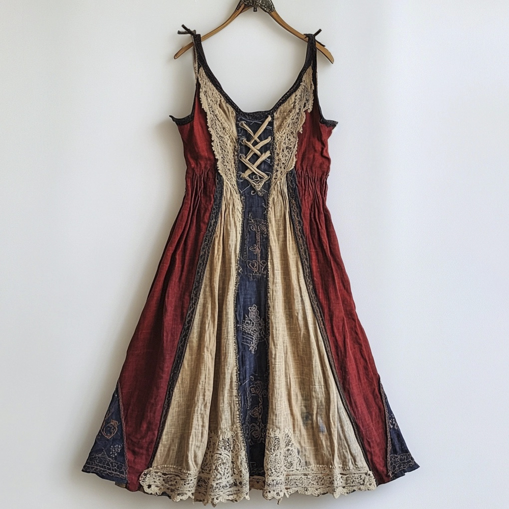 Viking Vintage Linen Halter Tie Dress Viking Vintage Linen Halter Tie Dress