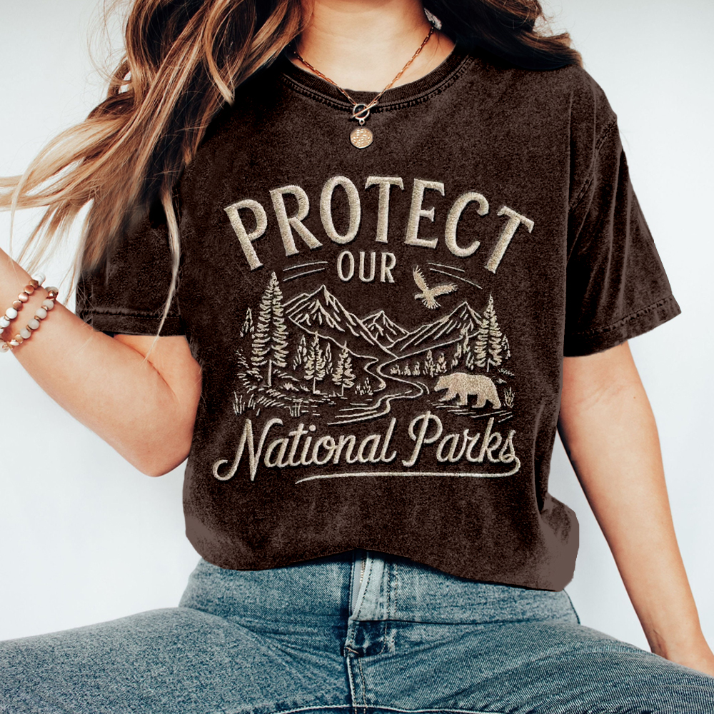 Protect Our National Park Embroidered Washed T Shirt Protect Our National Park Embroidered Washed T Shirt