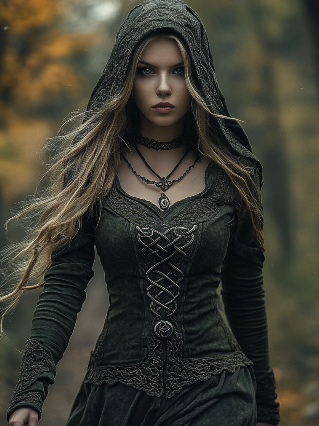 Women's Viking Jacquard Celtic Knot Art Hooded