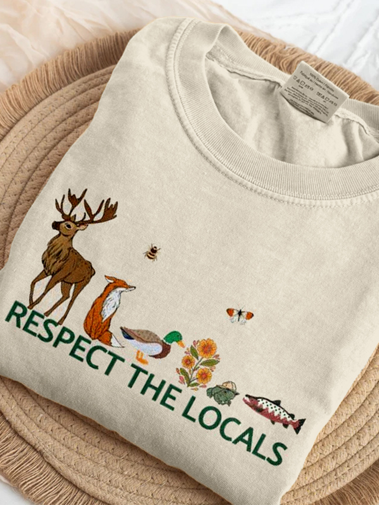 Respect The Locals Forest Animal Print Comfy T Shirt