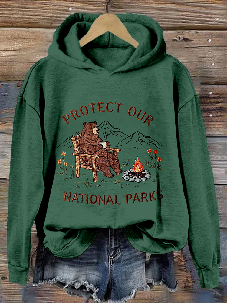 Protect Our National Parks Embroidered Vintage Cozy Hoodie