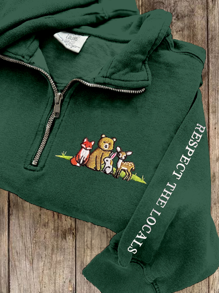 Respect The Local Wildlife Embroidered Vintage Cozy Sweatshirt Respect The Local Wildlife Embroidered Vintage Cozy Sweatshirt