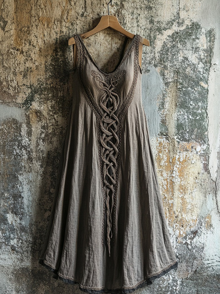 Viking Tribal Celtic Knot Lace Art Linen Tank Dress