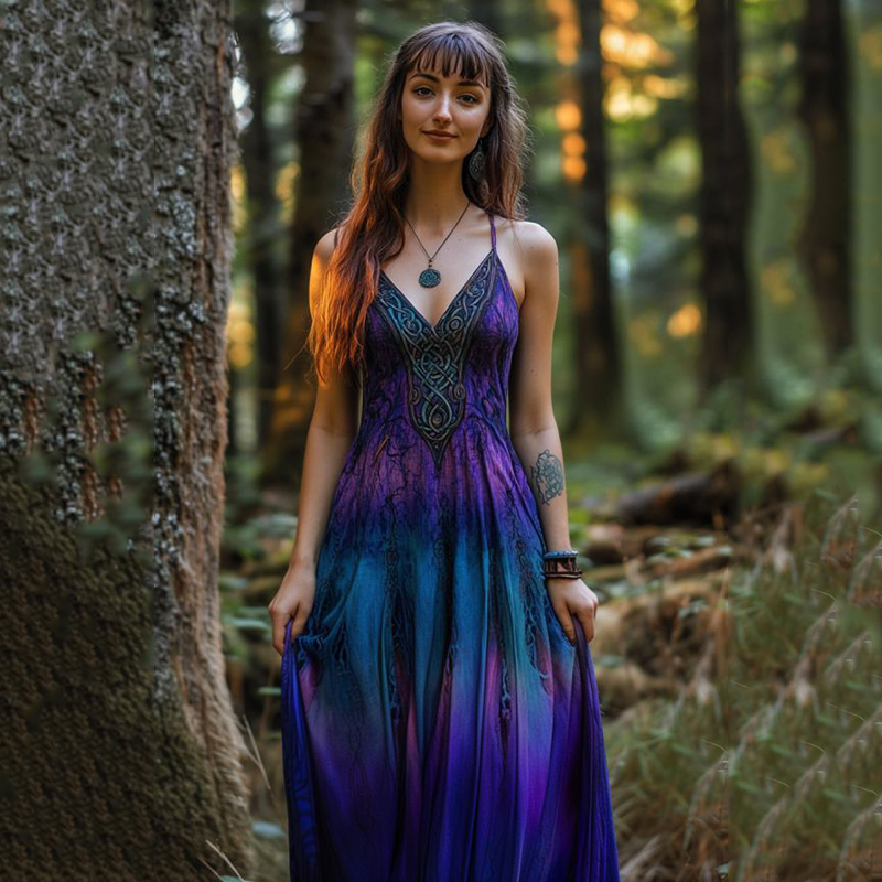Vintage Celtic Knot Gradient Art Sling Dress Vintage Celtic Knot Gradient Art Sling Dress