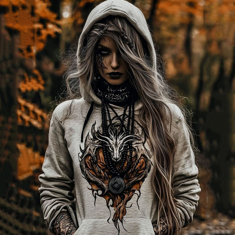 Women's Tribal Viking Dragon Casual Hoodie Women's Tribal Viking Dragon Casual Hoodie