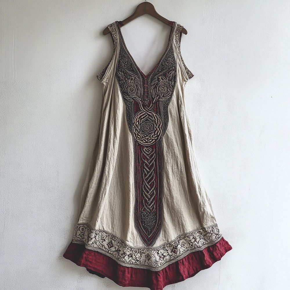 Viking Age Vintage Totem Linen Tank Dress Viking Age Vintage Totem Linen Tank Dress