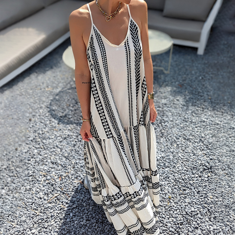 Vintage Geometric Color Block Bohemian Patchwork Sleeveless Colorful Dress Vintage Geometric Color Block Bohemian Patchwork Sleeveless Colorful Dress