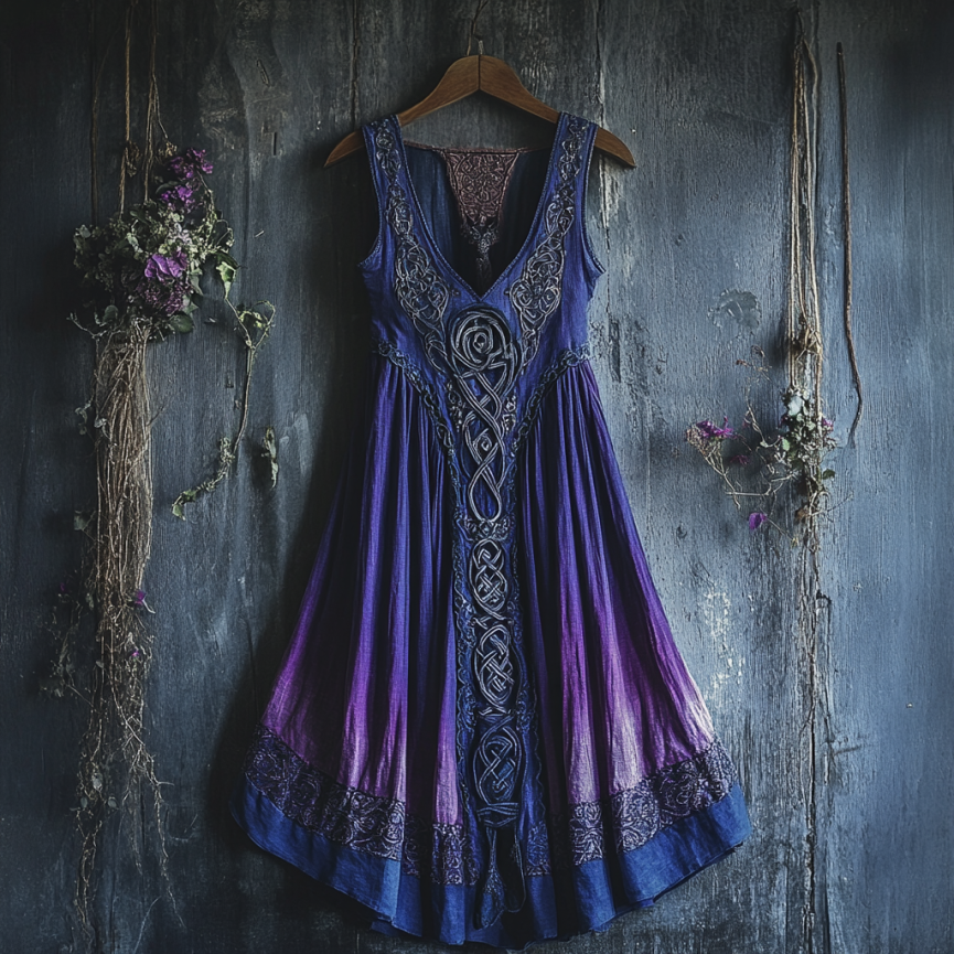 Viking Celtic Art Gradient Linen Tank Dress Viking Celtic Art Gradient Linen Tank Dress