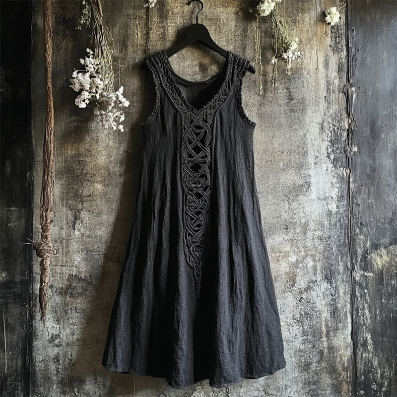 Vintage Viking Celtic Knot Patchwork Linen Tank Dress Vintage Viking Celtic Knot Patchwork Linen Tank Dress