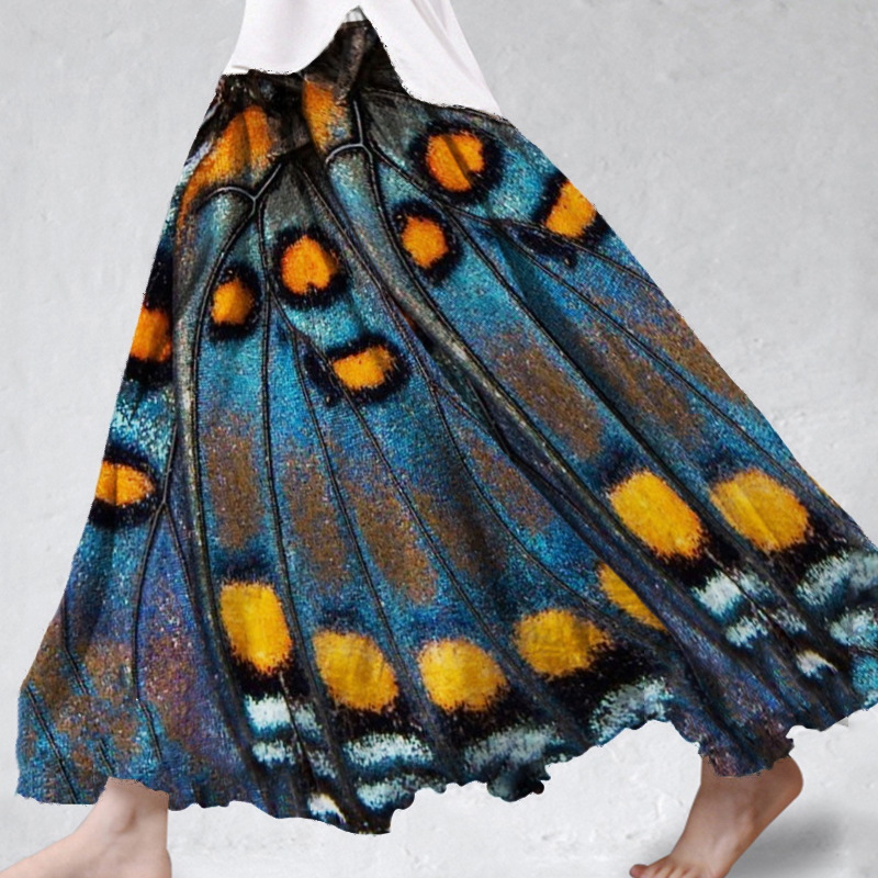 Glitter Butterfly Wings Art Flowy Wide Skirt Glitter Butterfly Wings Art Flowy Wide Skirt