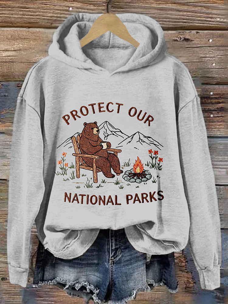 Protect Our National Parks Embroidered Vintage Cozy Hoodie Protect Our National Parks Embroidered Vintage Cozy Hoodie