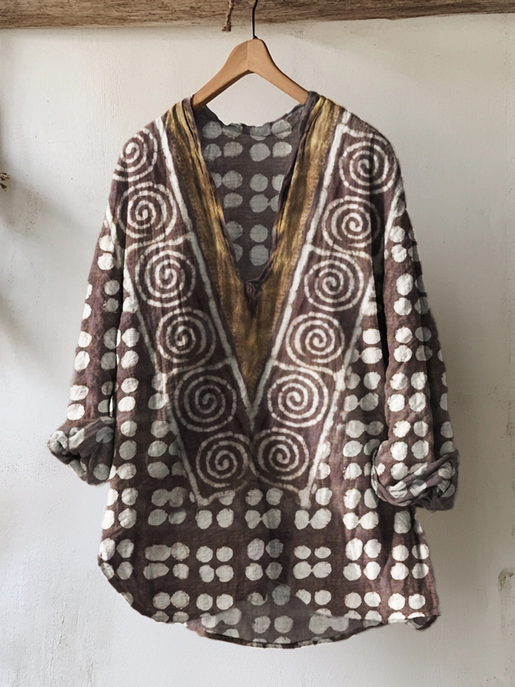 Indigo Earthy Ethnic Block Print Linen Tunic