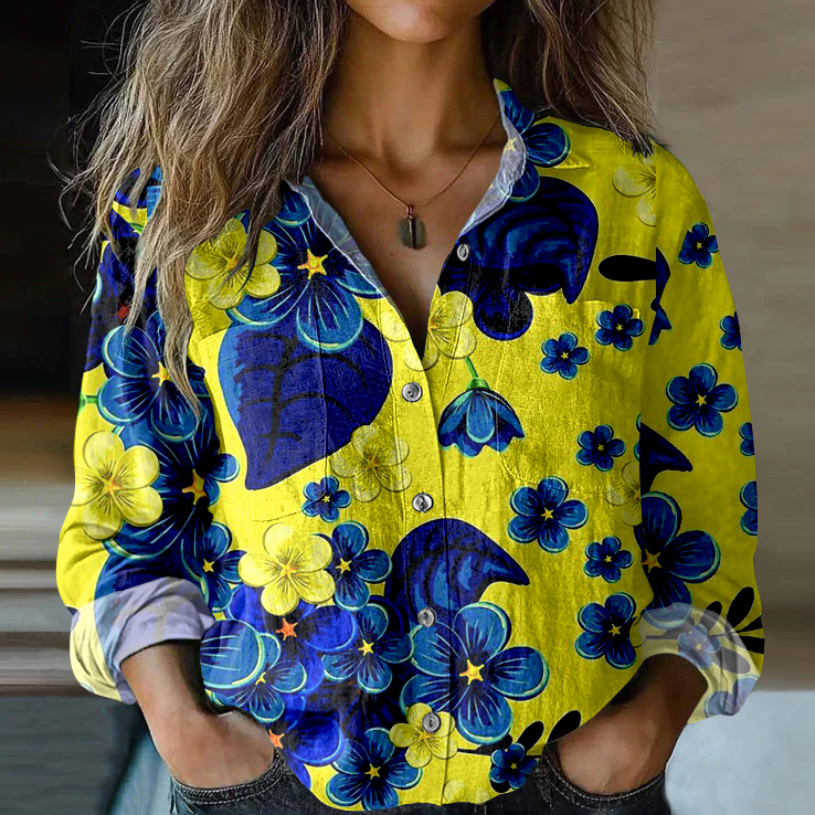 Vintage I Hope Peace Forever Ukraine Floral Art Linen Print Long Sleeve Shirt Vintage I Hope Peace Forever Ukraine Floral Art Linen Print Long Sleeve Shirt