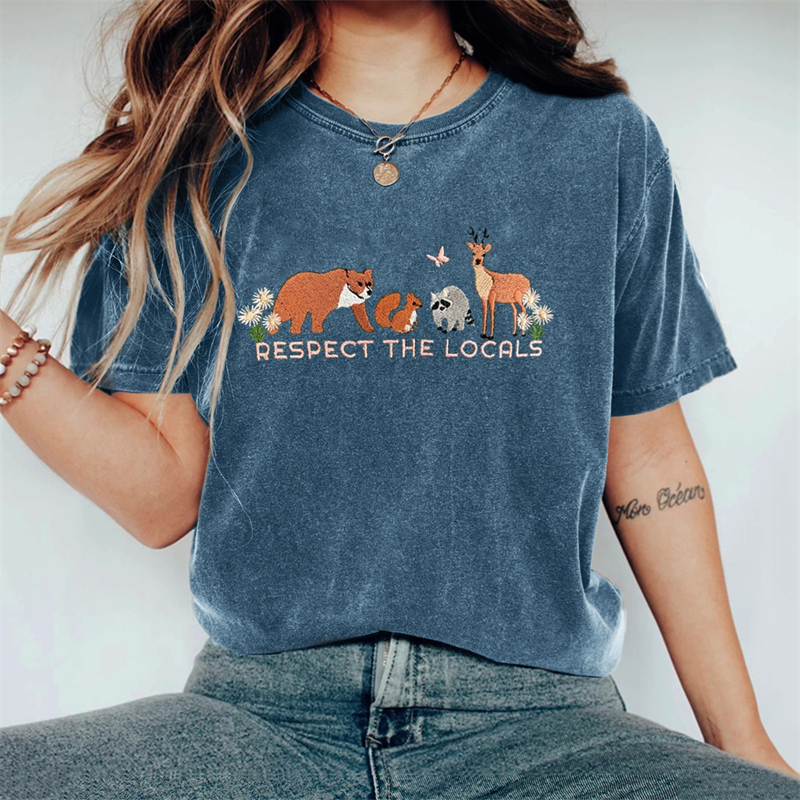 Respect The Locals Protect National Park Embroidered Washed T Shirt Respect The Locals Protect National Park Embroidered Washed T Shirt