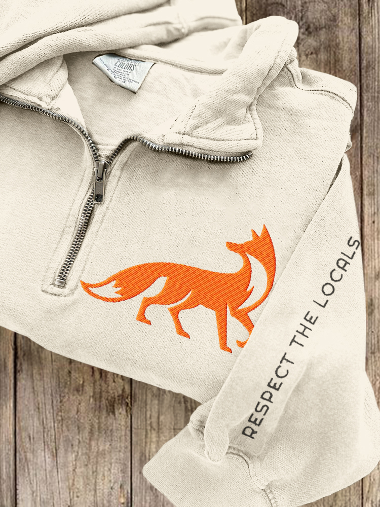 Respect The Locals Fox Embroidered Cozy Sweatshirt