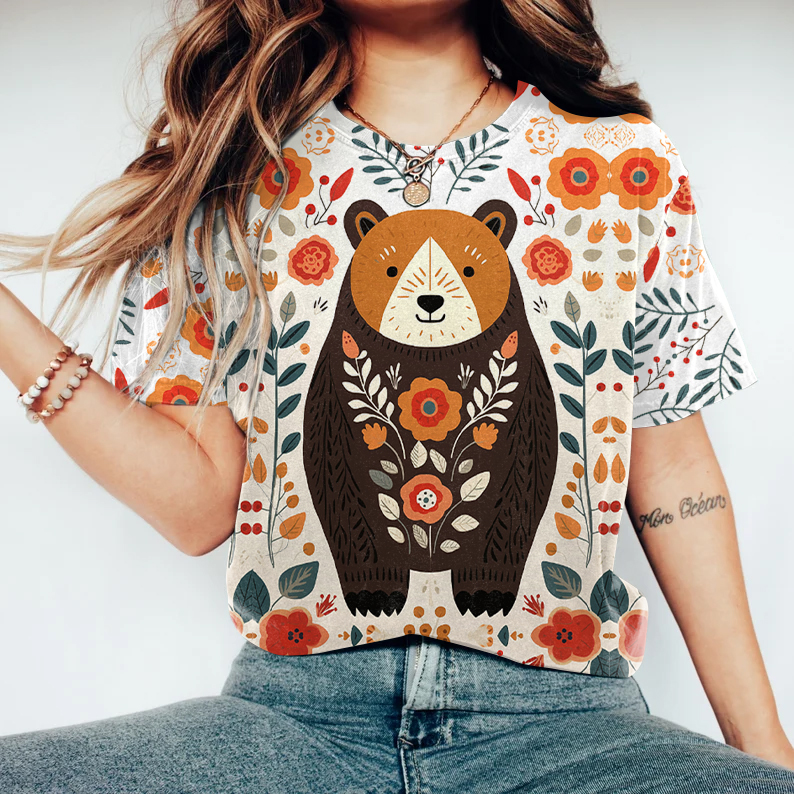 Respect The Locals Bear Art Print Women's T-shirt Respect The Locals Bear Art Print Women's T-shirt