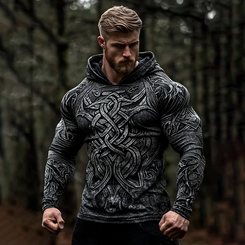 Men's Vintage Viking Celtic Patterns Art Cotton Blend Hoodie Men's Vintage Viking Celtic Patterns Art Cotton Blend Hoodie