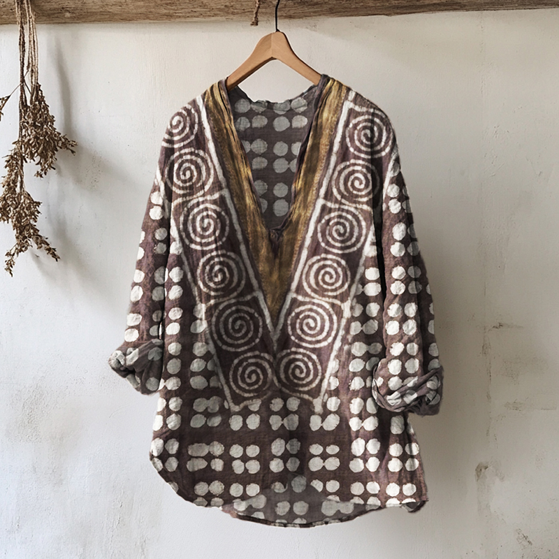 Indigo Earthy Ethnic Block Print Linen Tunic Indigo Earthy Ethnic Block Print Linen Tunic