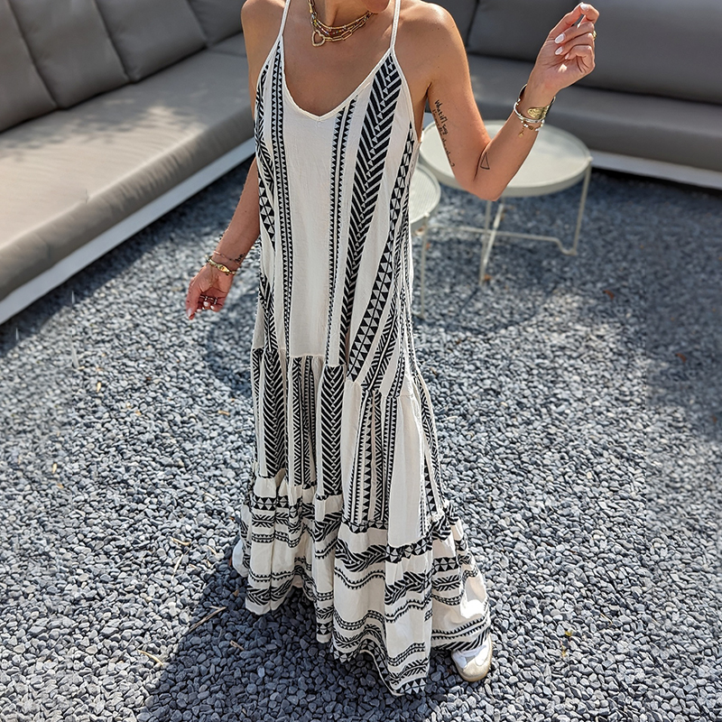 Vintage Geometric Color Block Bohemian Patchwork Sleeveless Colorful Dress Vintage Geometric Color Block Bohemian Patchwork Sleeveless Colorful Dress